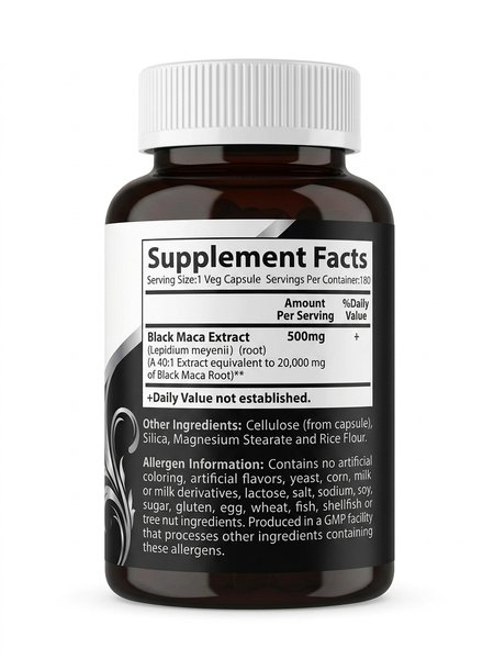 Black Maca 20000 mg - Manga Health® - 180 Veg Caps