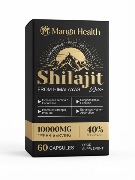 Shilajit Resin 10000 mg - Manga Health® - 60 Capsules