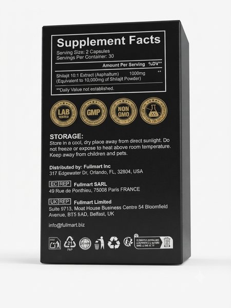 Shilajit Resin 10000 mg - Manga Health® - 60 Capsules