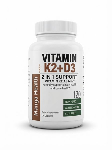 Vitamin K2 + D3 (2 in 1 Support) - Manga Health® - 120 Capsules