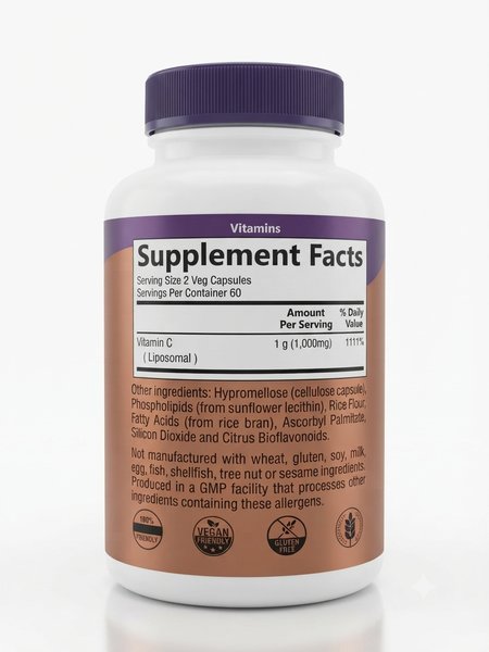Liposomal Vitamin C (Immune & Collagen Support) - Manga Health® - 120 Veg Capsules
