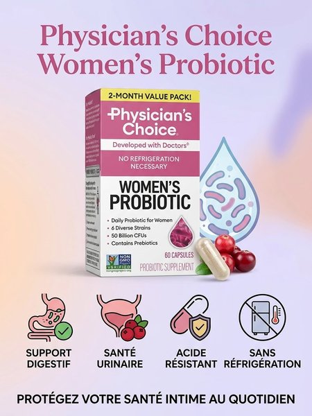 Physician's Choice – Probiotique pour Femmes | 50 milliards UFC • 6 souches • 60 gélules