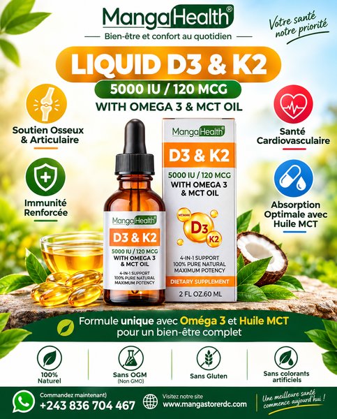 D3 & K2 Liquide par Manga Health